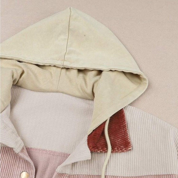 Cozy Corduroy Hoodie Jacket Shacket Button Down Shirt - Picture 5 of 16